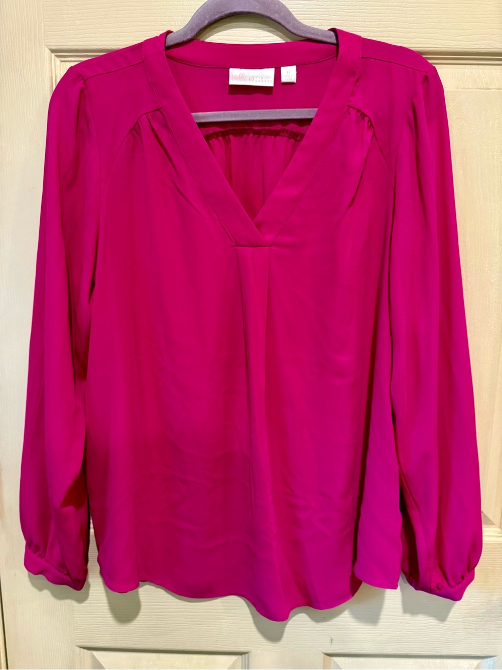 Belle by Kim Gravel Fuchsia V-Neck Long Sleeve Blouse